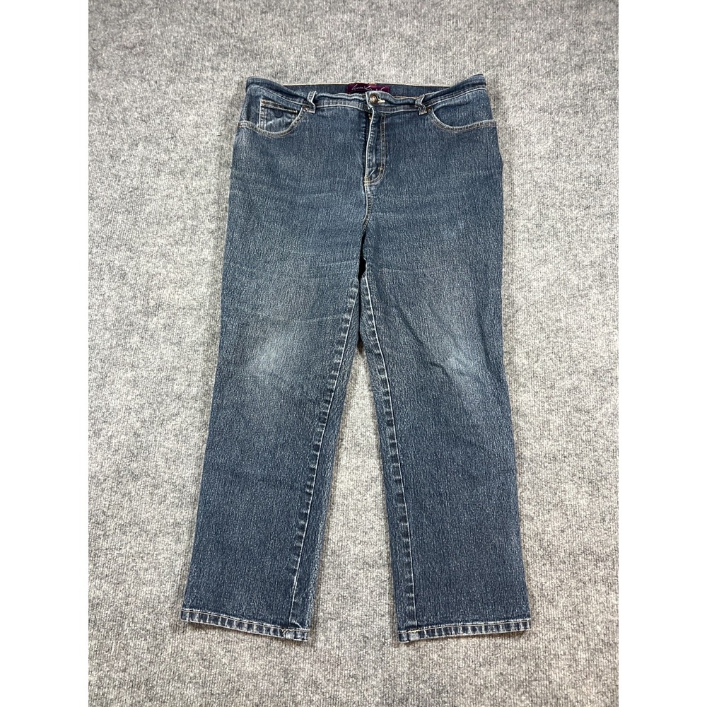 Gloria Vanderbilt Cropped Jeans Women 16 Petite Blue Denim Dark Wash Tapered Leg